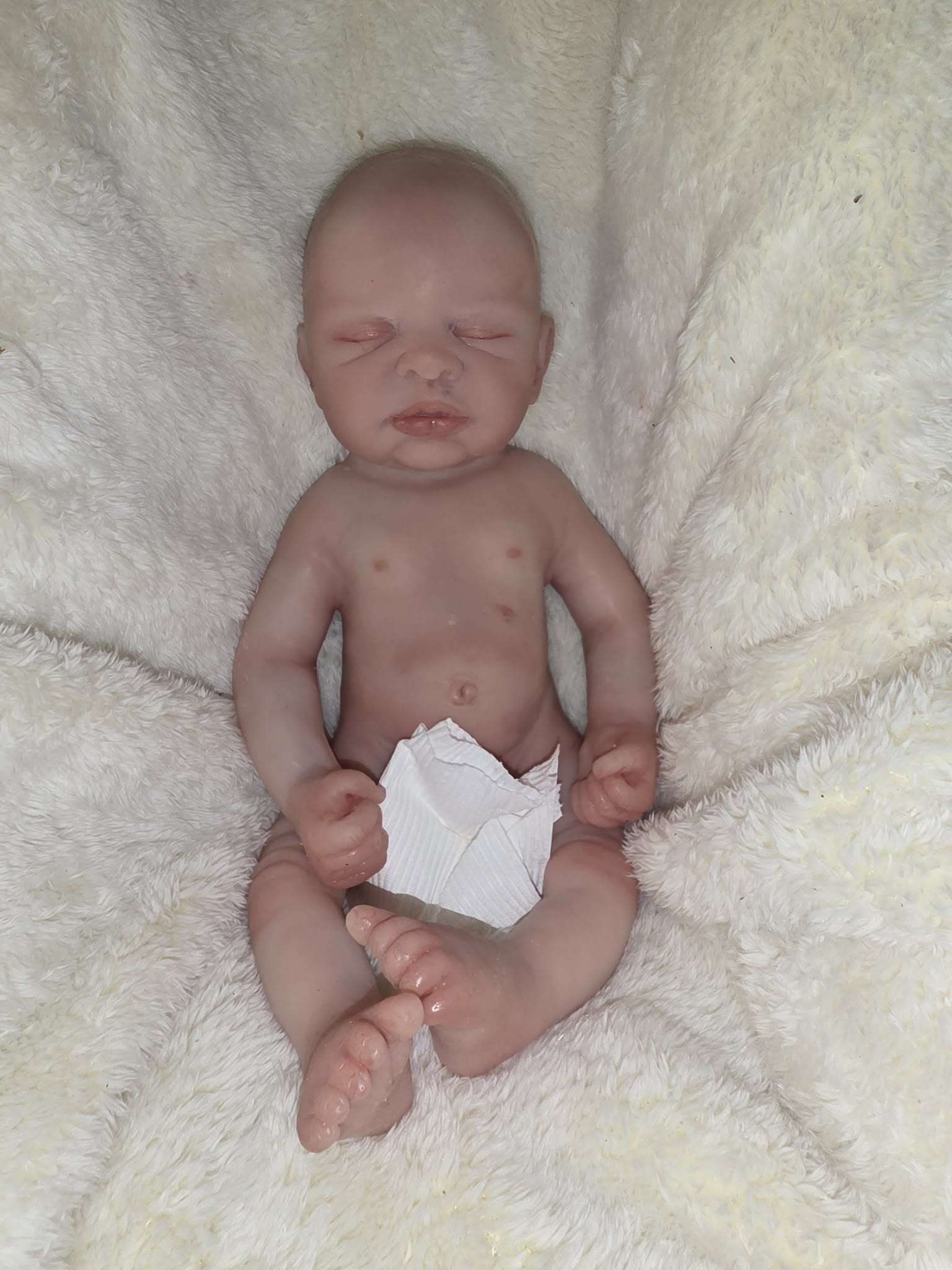 16” Newborn art doll boy Closed Eye Silicone Doll