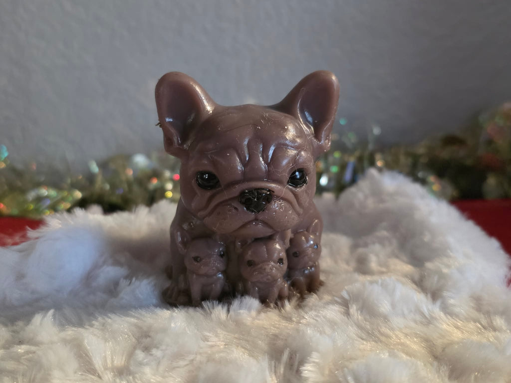 Mini Silicone frenchie with 3 Puppies