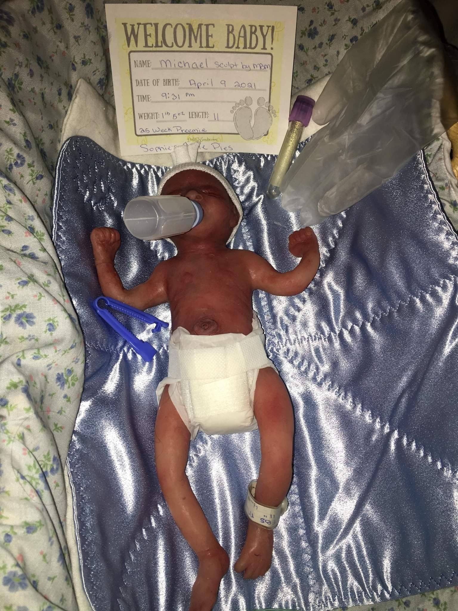 Full Body Silicone Baby 24-25 week gestation 11" marvin