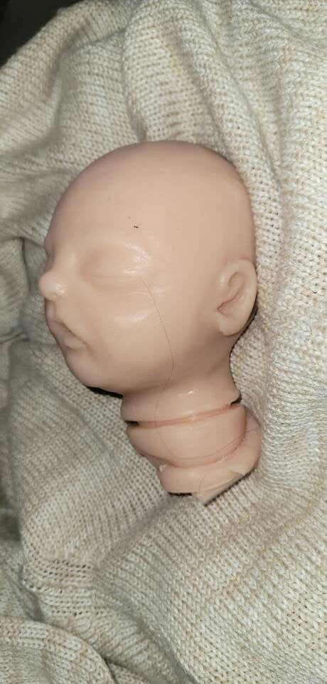 Silicone baby head for cloth body 14"- 15"