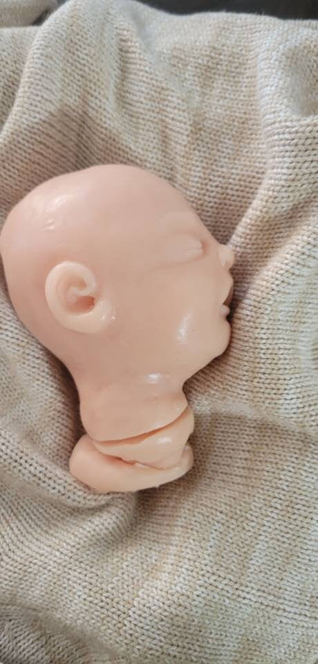 Silicone baby head for cloth body 14"- 15"