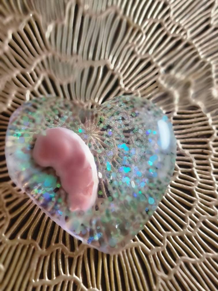 Memorial silicone Fetus in glitter resin heart