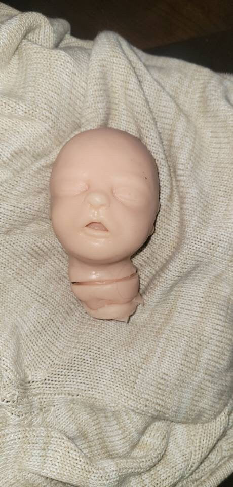 Silicone baby head for cloth body 14"- 15"