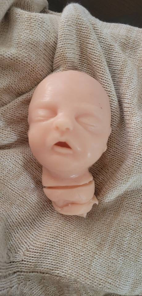 Silicone baby head for cloth body 14"- 15"