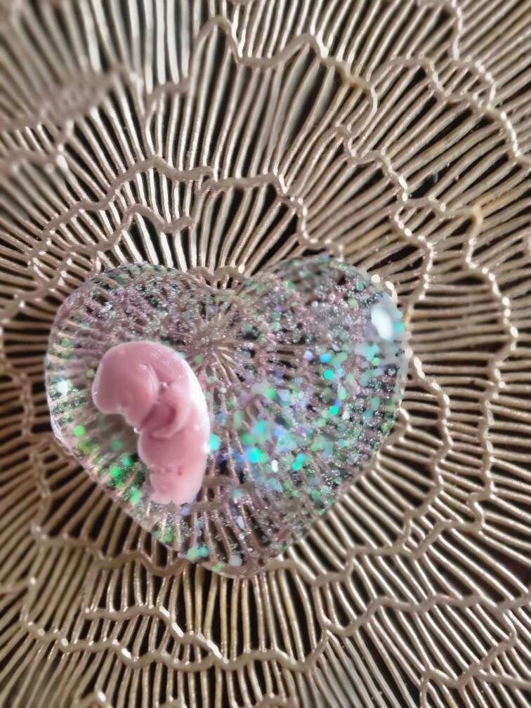 Memorial silicone Fetus in glitter resin heart