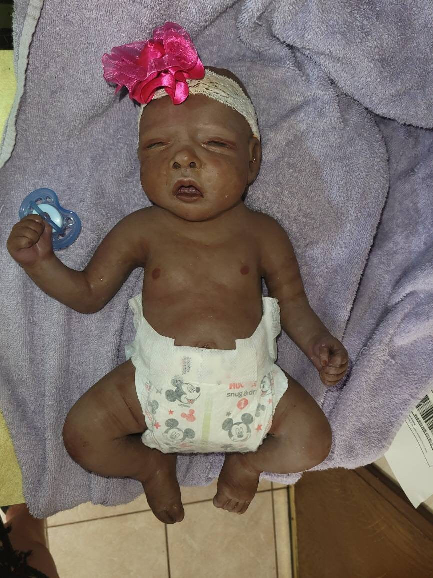 Full Body silicone Baby 17" with bent legs paint or blank kits open eyes beautiful girl sophie