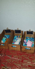 Miniature baby doll reborn silicone crib set with teddy, bottle, rattle, blanket pad, welcome baby sign for doll house