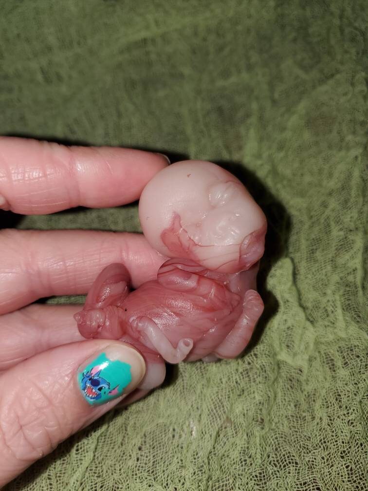 14 week gestation fetus memorial silicone baby red/Caucasian mixed coloring