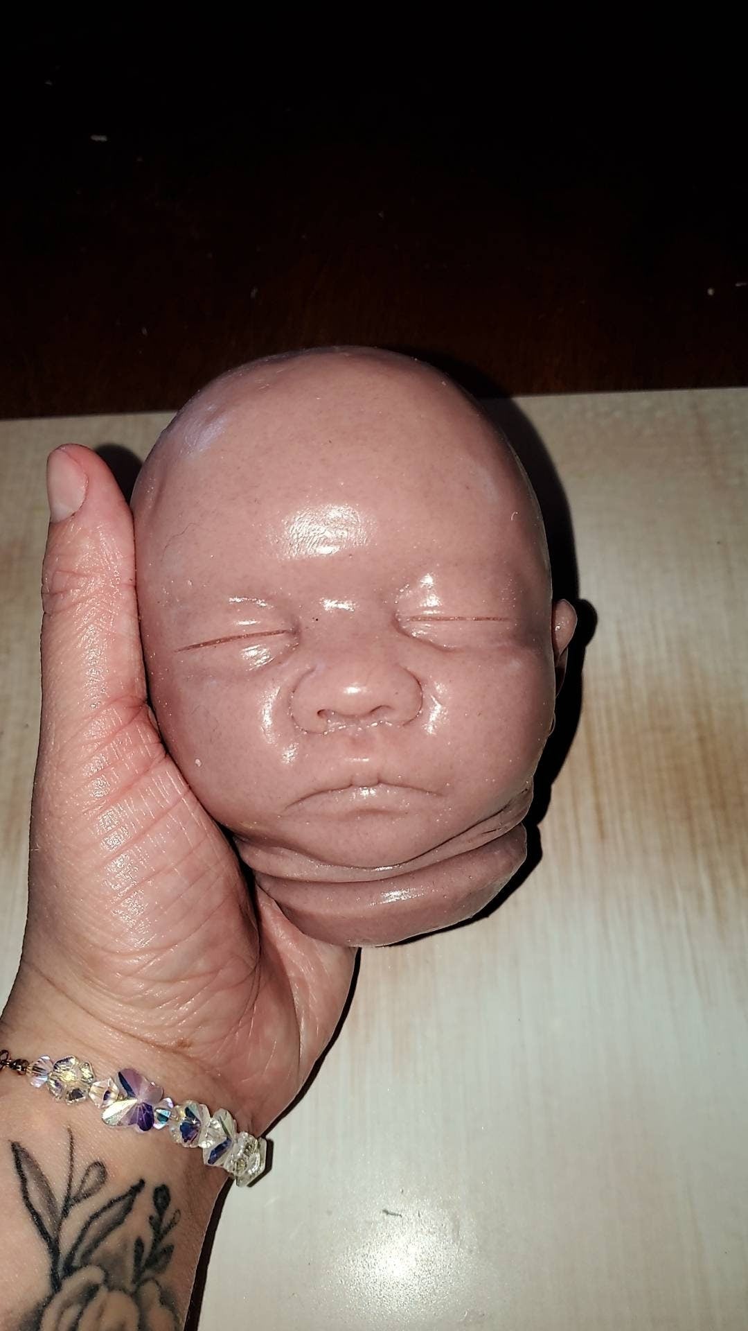 15" silicone baby head preemie for cloth body baby doll