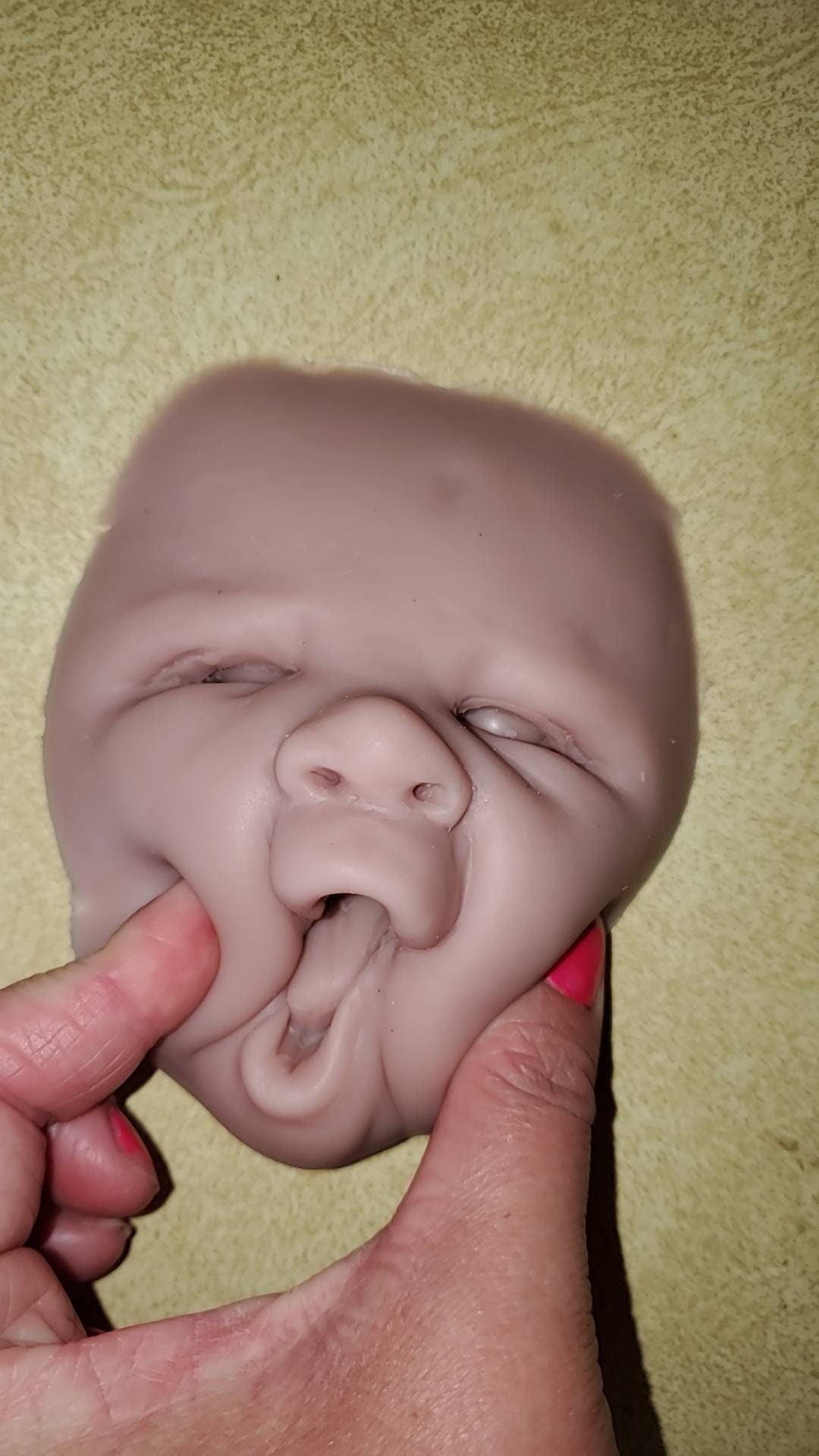 Silicone baby practice face newborn 0-3mo 3mo size surprise face!