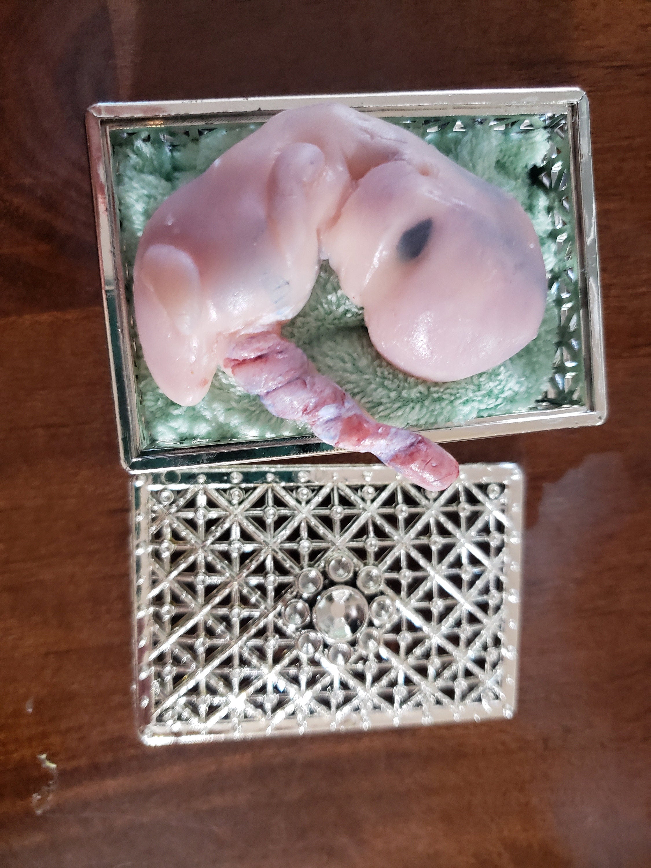 Fully painted 13 week sized gestation silicone fetus memorial baby with umbilical cord