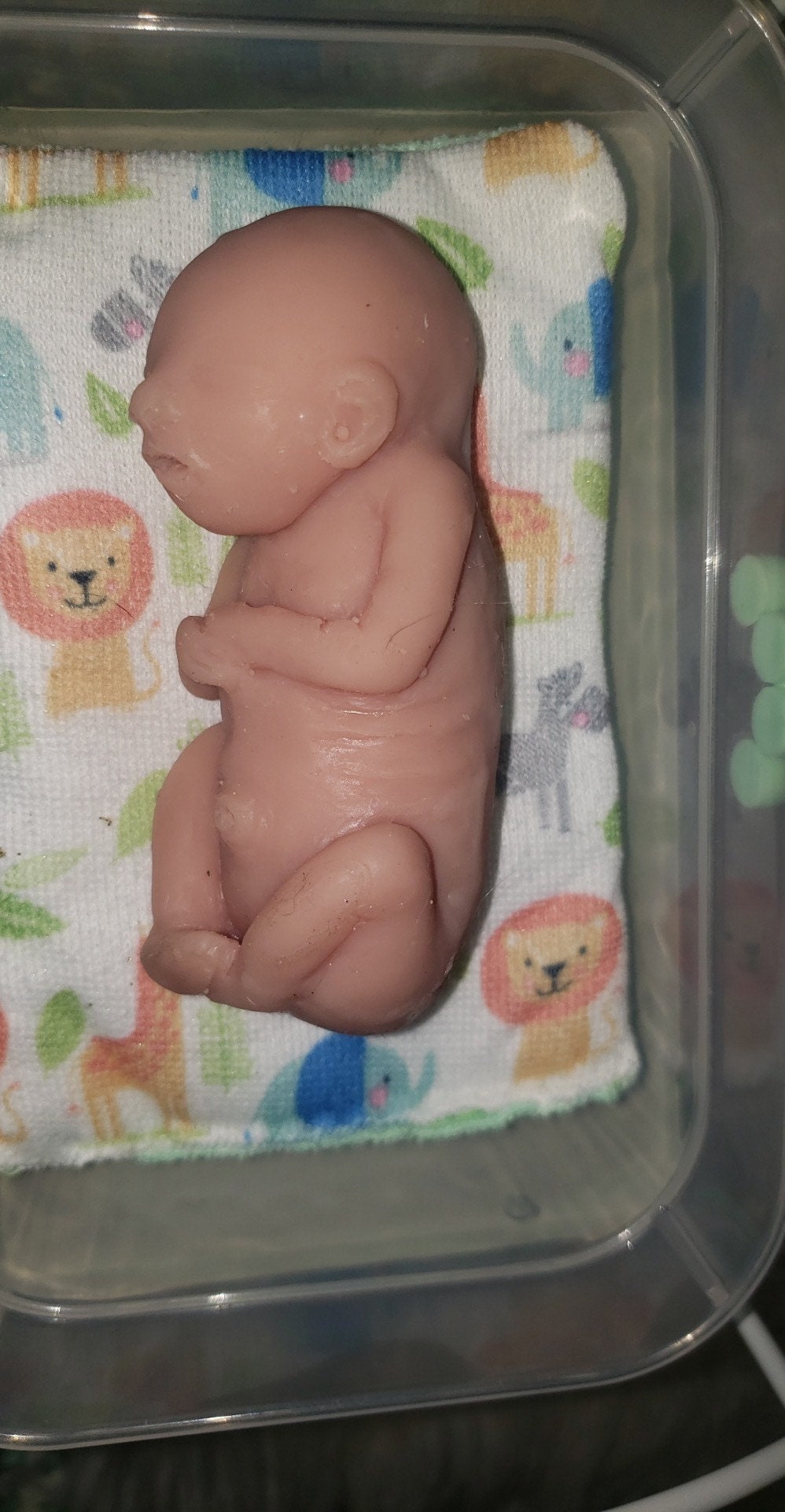 20 week gestational memorial fetus silicone art doll curled up full body with back