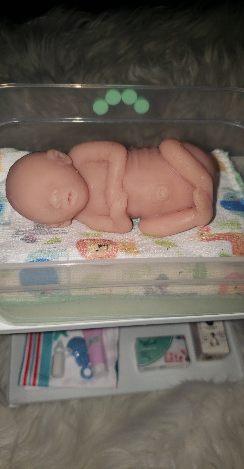 20 week gestational memorial fetus silicone art doll curled up full body with back