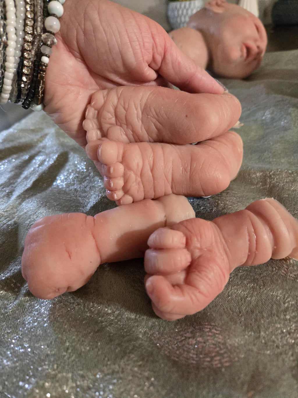 Silicone art doll head and limbs for cuddle body or full Body silicone 21"