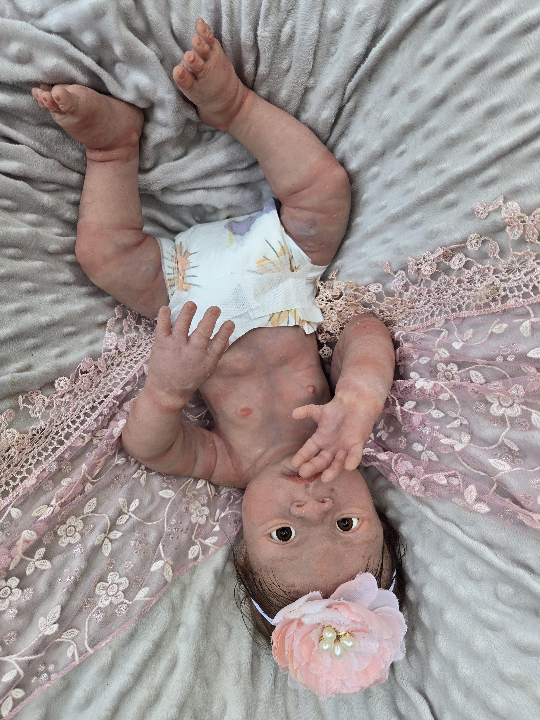 Full body silicone baby 19"  chunky newborn open eyes kit Jodie