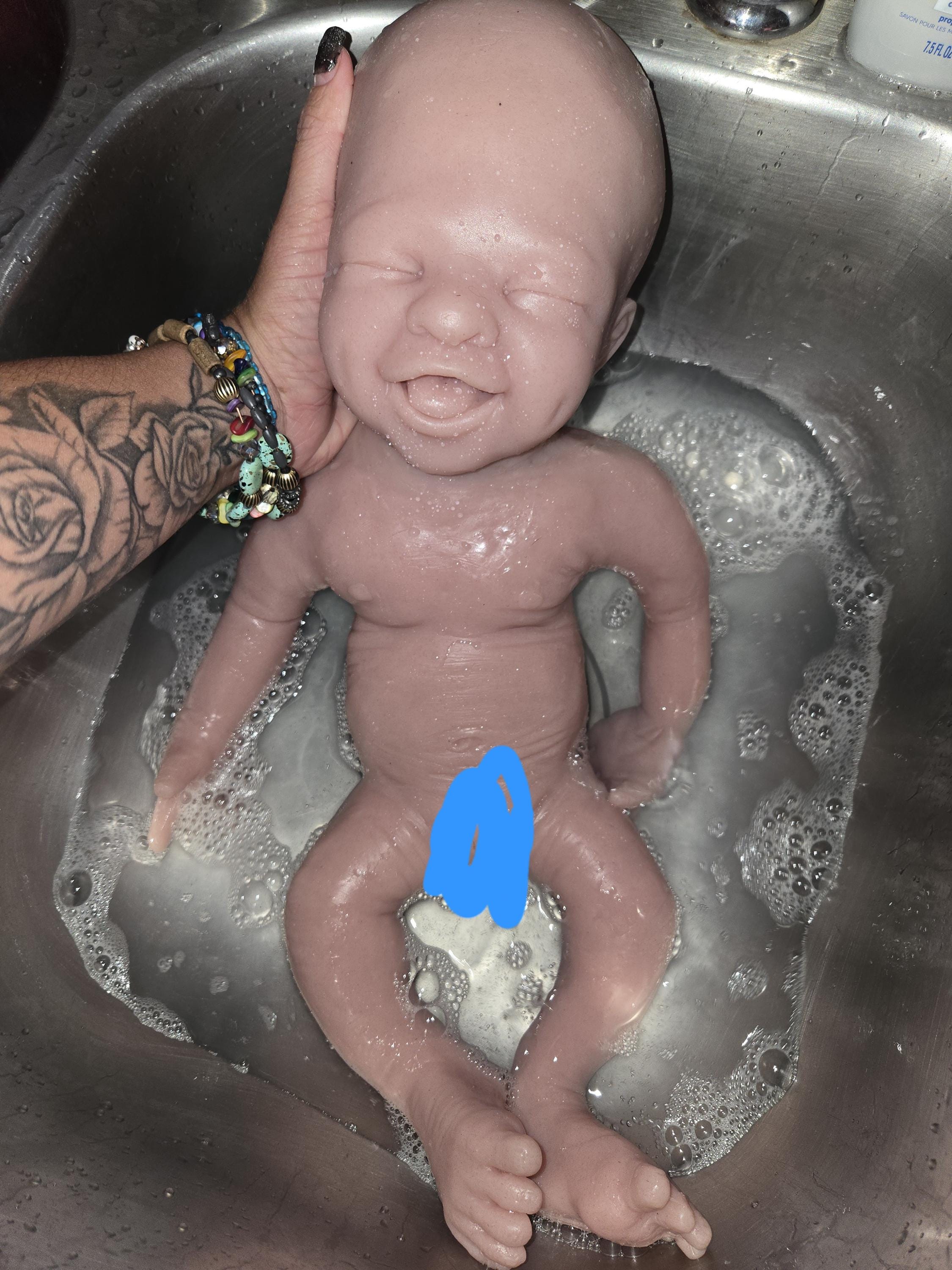 Full body silicone baby 20" happy baby smiling "Emmy" newborn