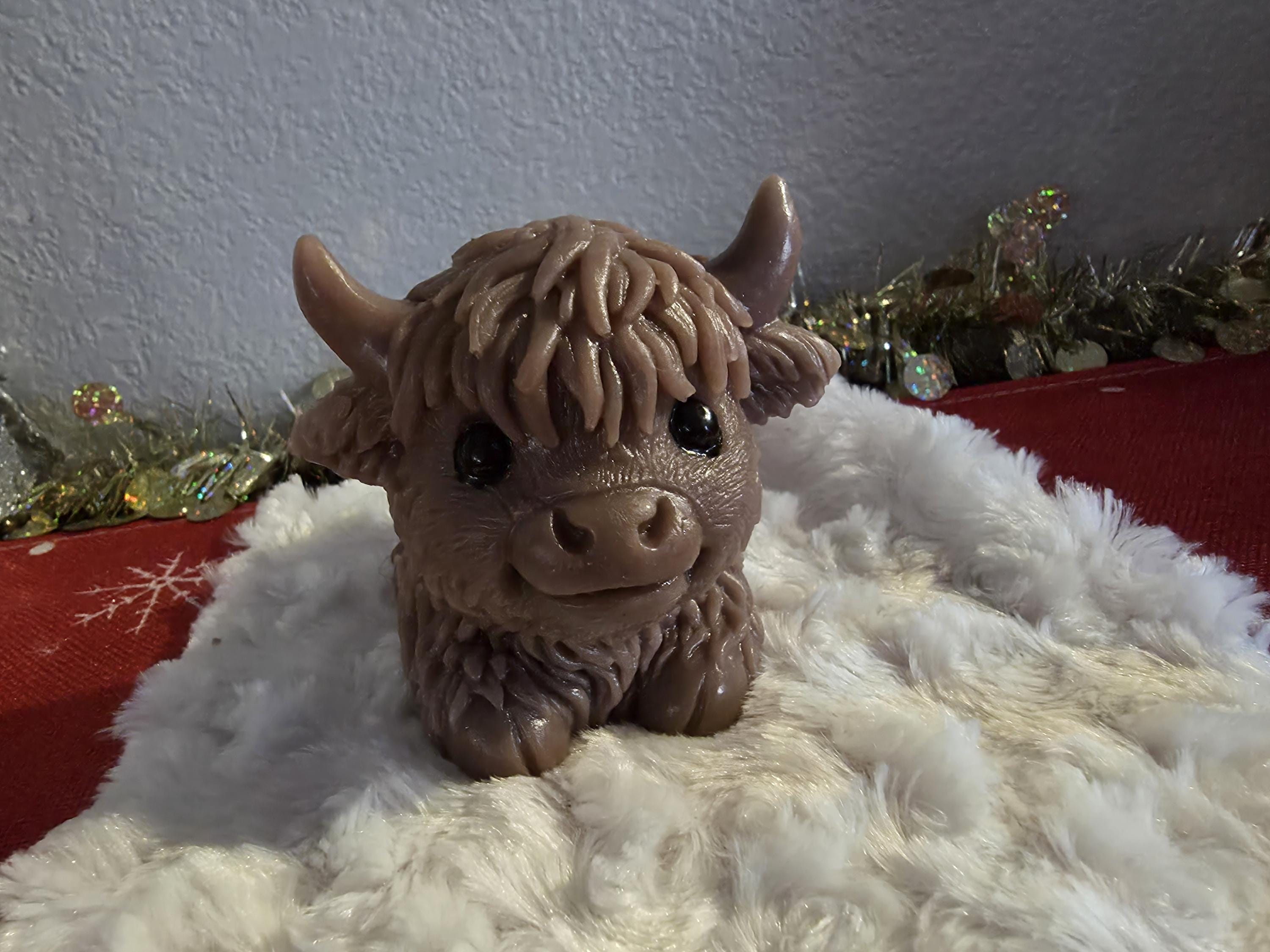 silicone baby highland cow art figurine