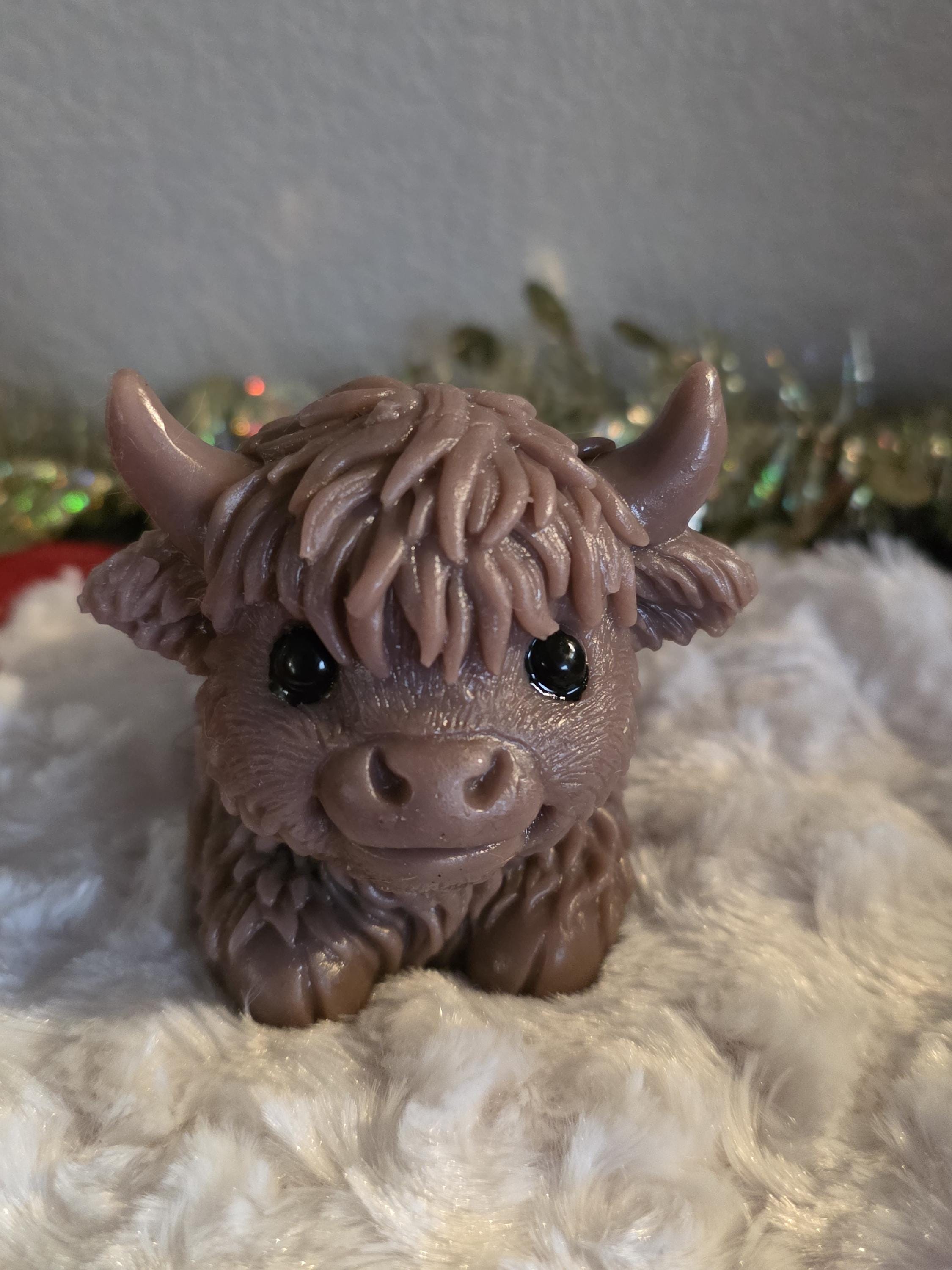 silicone baby highland cow art figurine