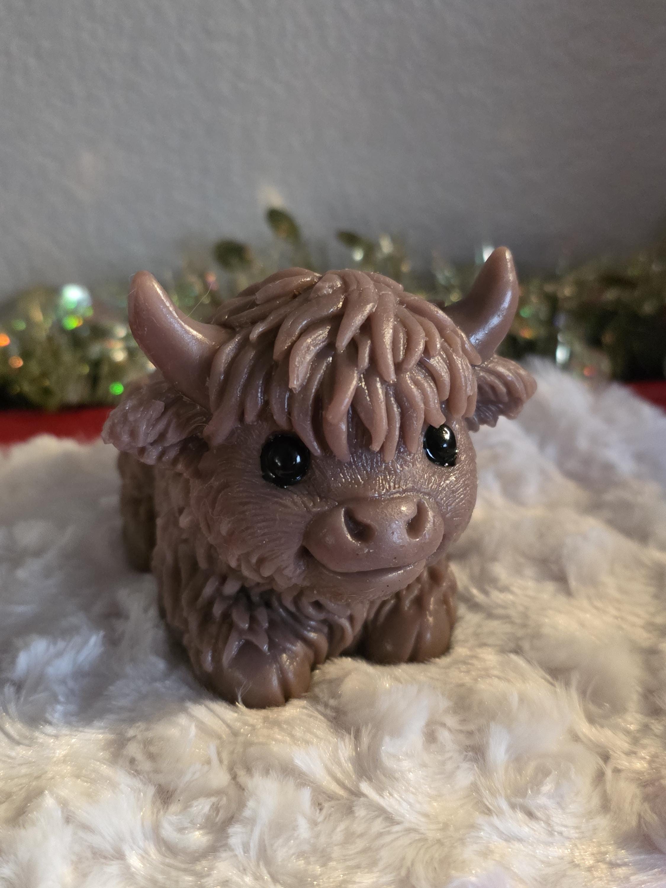 silicone baby highland cow art figurine