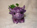 glitter, shimmer or solid Resin highland cow planter with succulents choose color