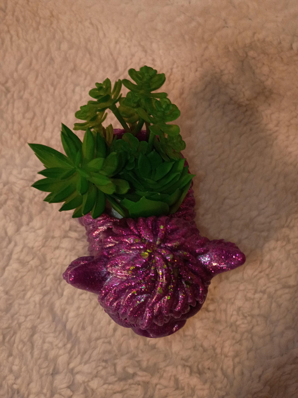 glitter, shimmer or solid Resin highland cow planter with succulents choose color