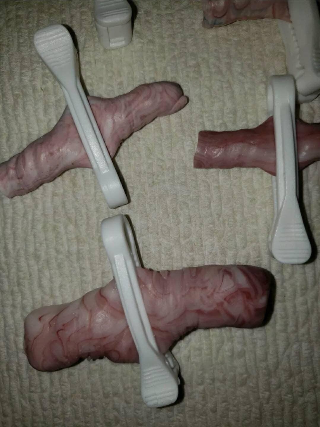 One (1) Reborn or Silicone art doll Umbilical cord with clamp