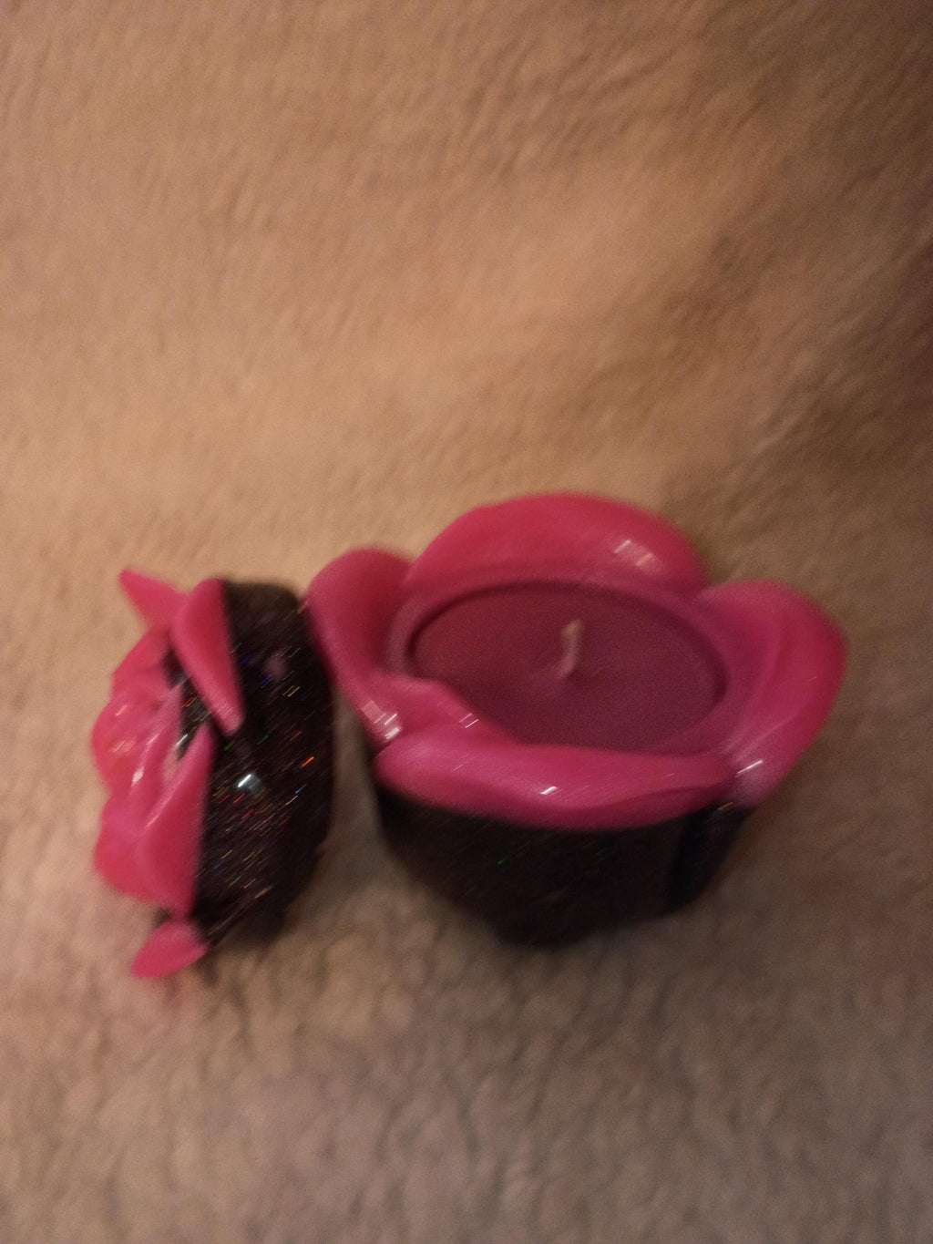 glitter, shimmer or solid Resin rose candle