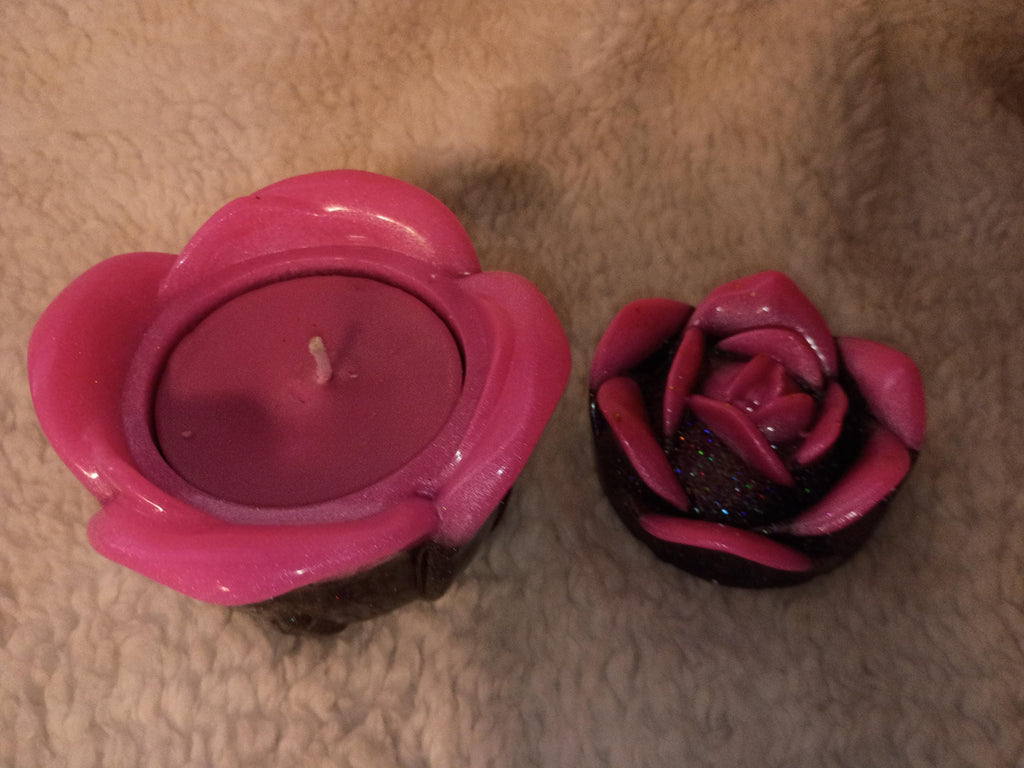 glitter, shimmer or solid Resin rose candle