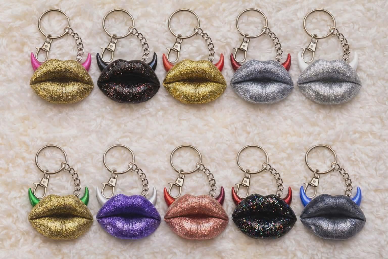 resin lip keychain