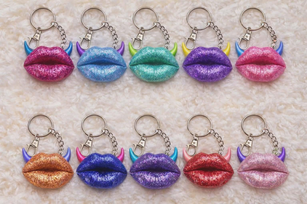 resin lip keychain
