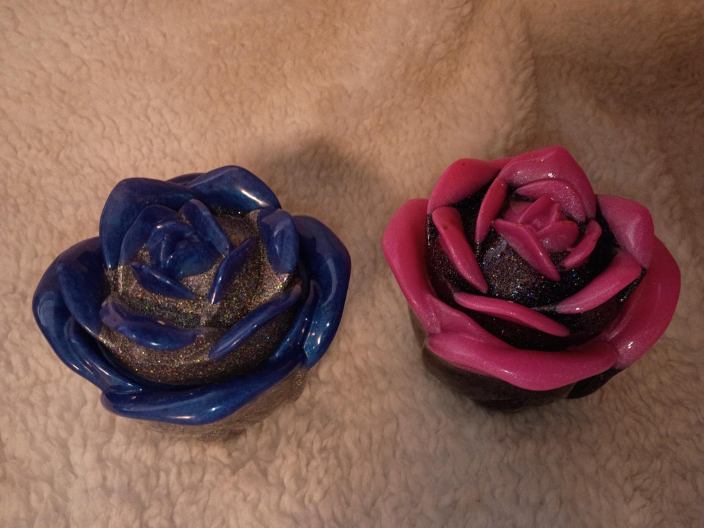 glitter, shimmer or solid Resin rose candle