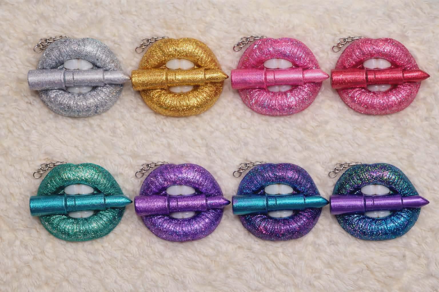 resin lip keychain