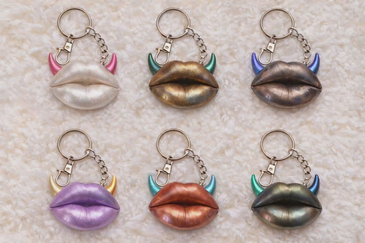resin lip keychain