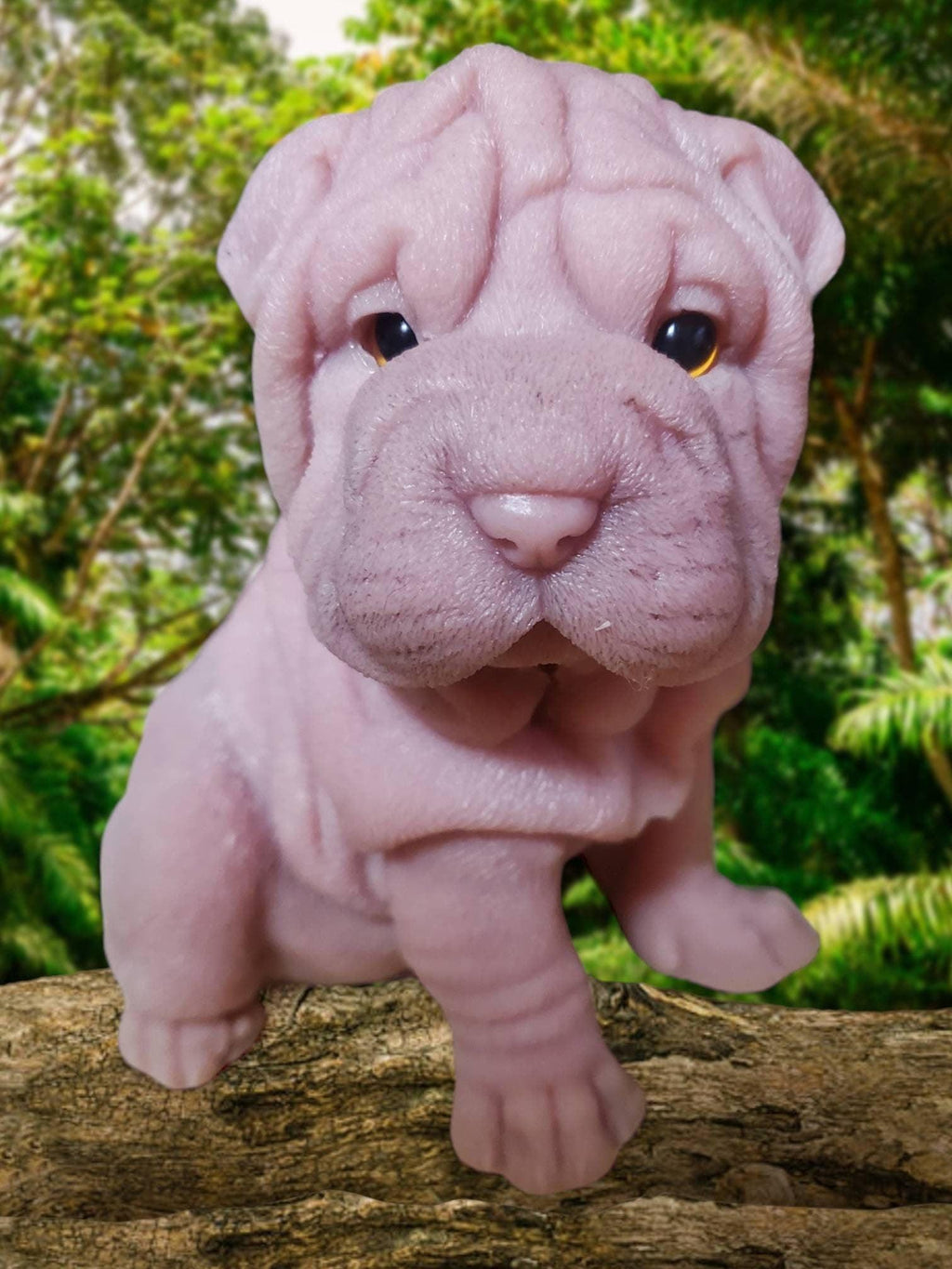 Silicone puppy dog shar pei 9" large size sitting open eye